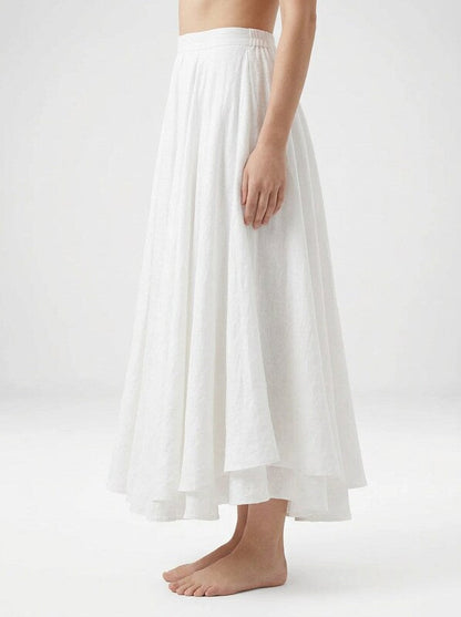 Women's Bohemian Linen Maxi Skirt with Flowing Silhouette