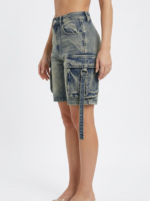 Wide Leg Denim Jeans Bermuda Shorts Women’s Casual Fit