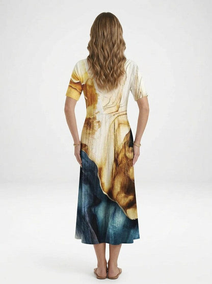 V-Neck Floral Beach Summer Midi Dress