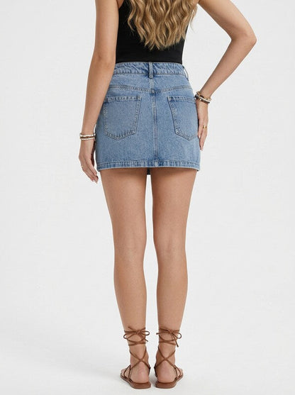 Denim Pocket Bodycon Mini Skirt