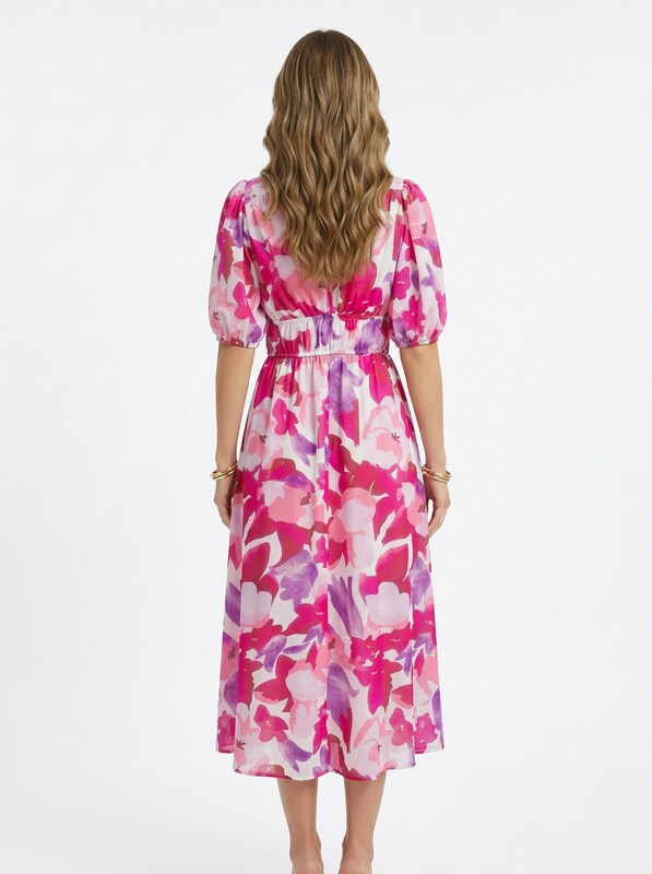 Flowing Summer Midi Dress With Floral Print