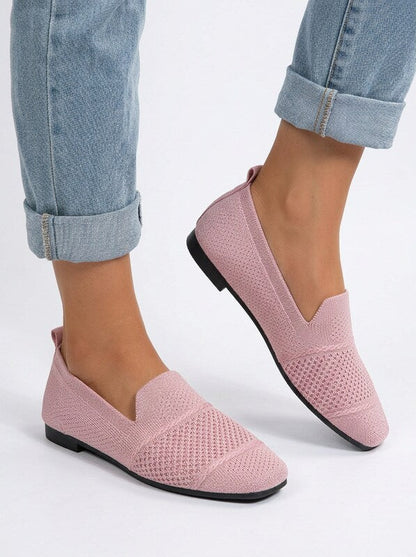 Women's Square Toe Knit Slip On Loafers