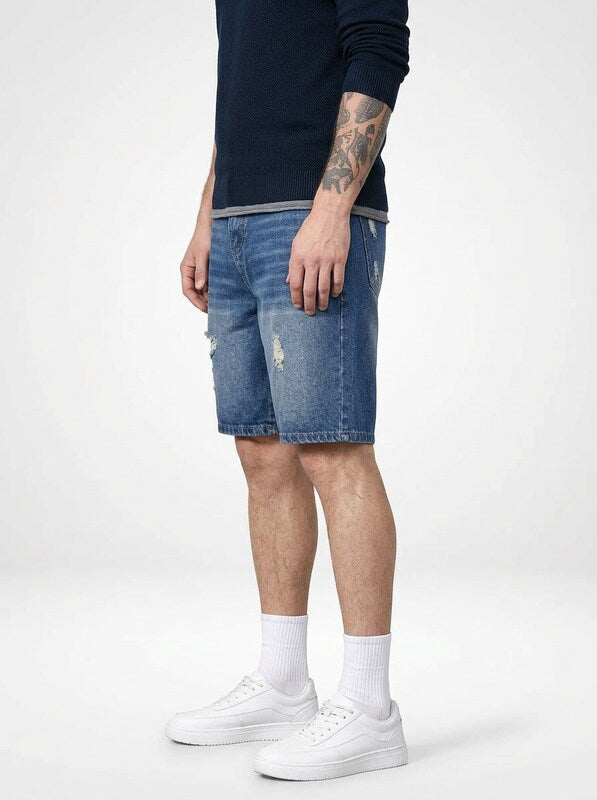Men’s Baggy Street Denim Jeans Shorts Distressed