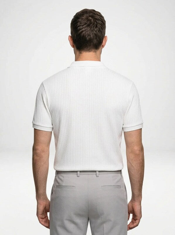 Men’s Cotton Polo Shirt with Ribbed Lapel Collar