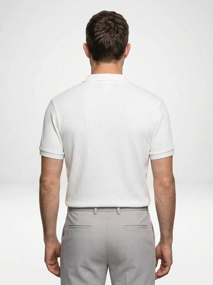 Men’s Cotton Polo Shirt with Ribbed Lapel Collar