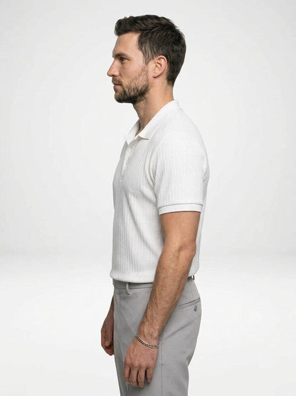Men’s Cotton Polo Shirt with Ribbed Lapel Collar