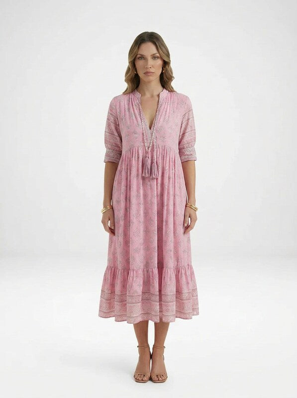 Women's Summer Midi Dress Boho Beach Style