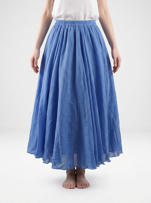 Women's Bohemian Linen Maxi Skirt with Flowing Silhouette