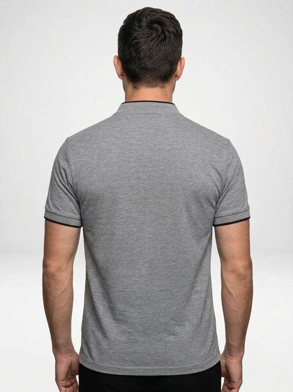 Men’s Short Sleeve Minimalist Button-Up Polo Shirt