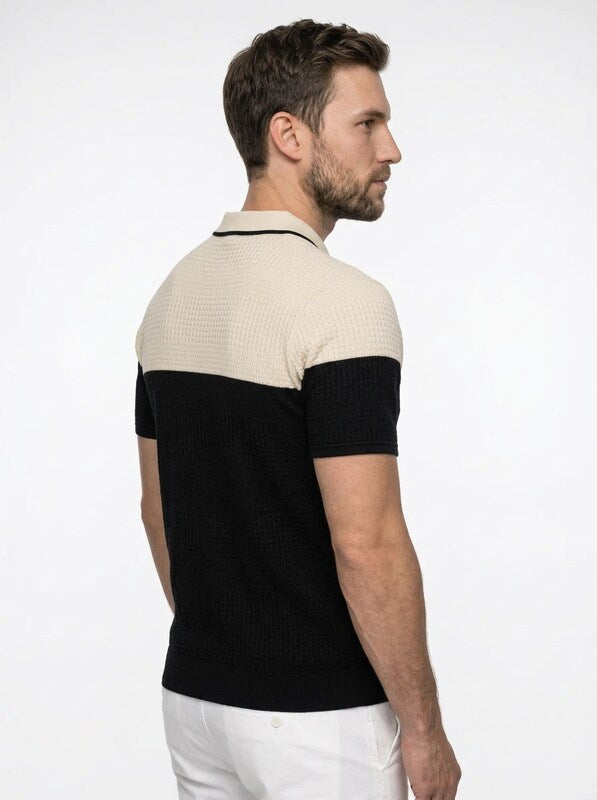 Men’s Colorblock Knit Sporty Polo Shirt
