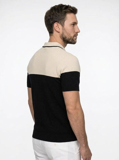 Men’s Colorblock Knit Sporty Polo Shirt
