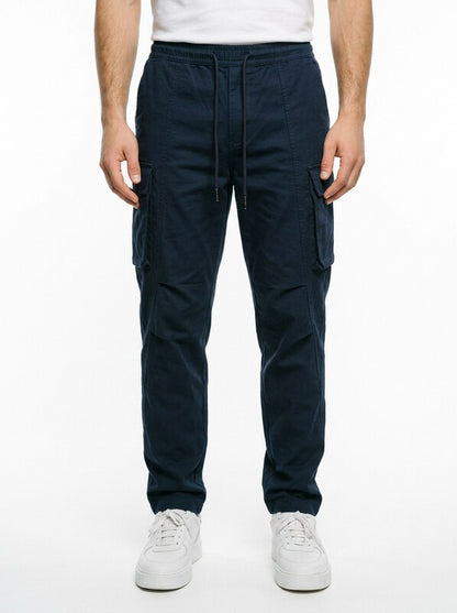 Men’s Cargo Pants with Camo Print and Drawstring Waist