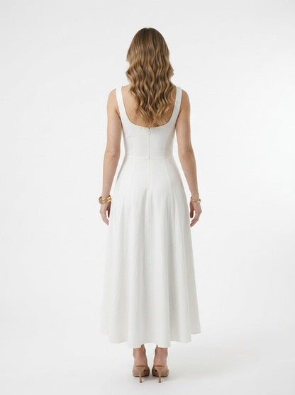 Sleeveless Satin Cocktail Midi Dress