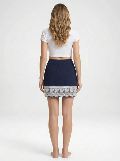 Solid Color Low-Waist Mini Skirt