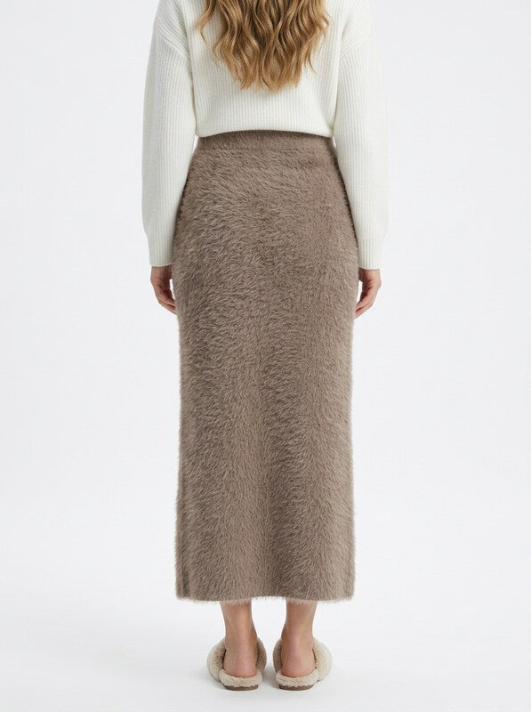 Faux Fur Long Midi Skirt