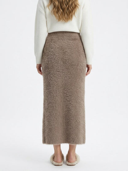Faux Fur Long Midi Skirt