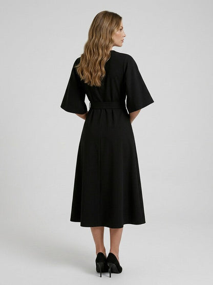 Crew Neck Tailored Midi Dress