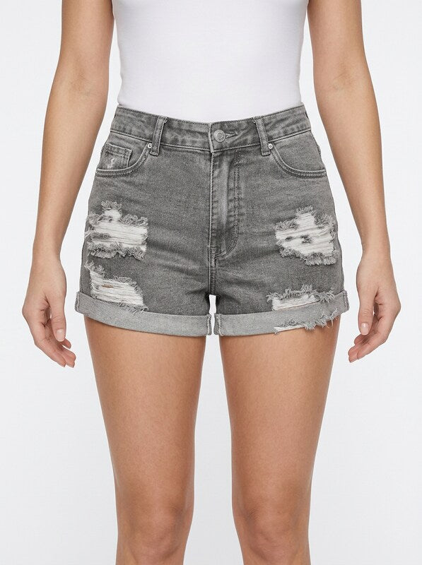 Women’s Distressed Denim Jeans Shorts Medium Stretch Fit