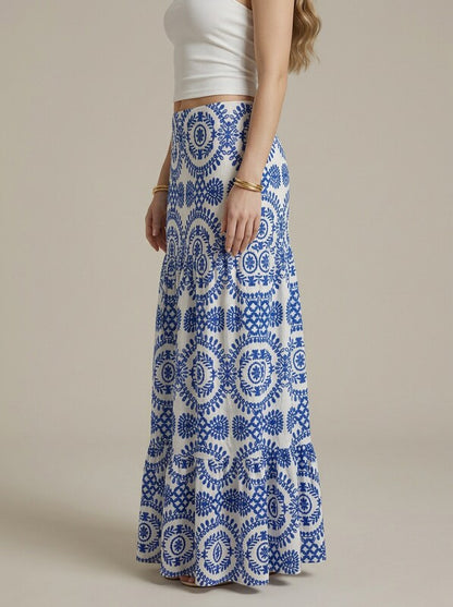 All-Over Print Midi Skirt