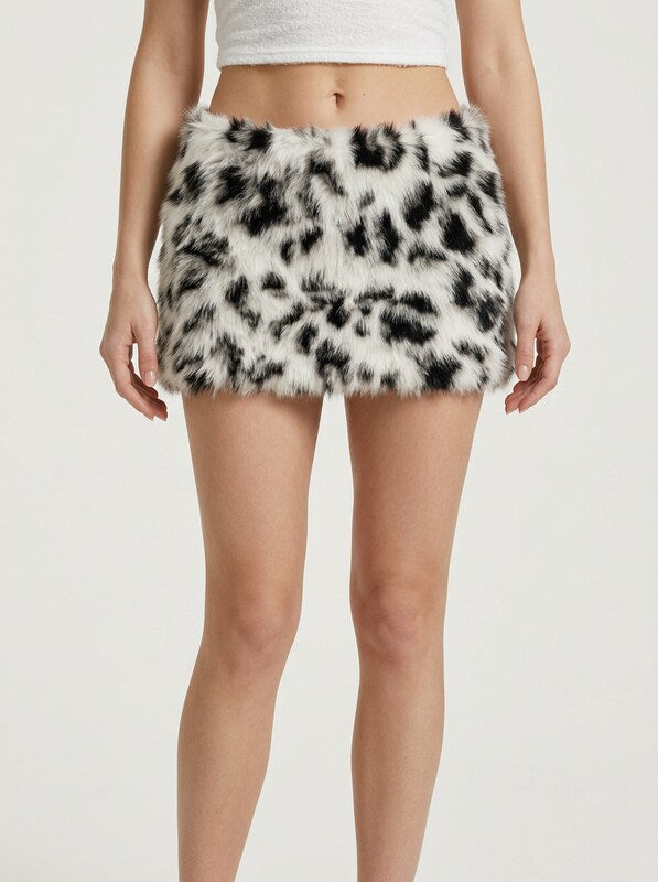 Faux Fur Flannelette Bodycon Mini Skirt