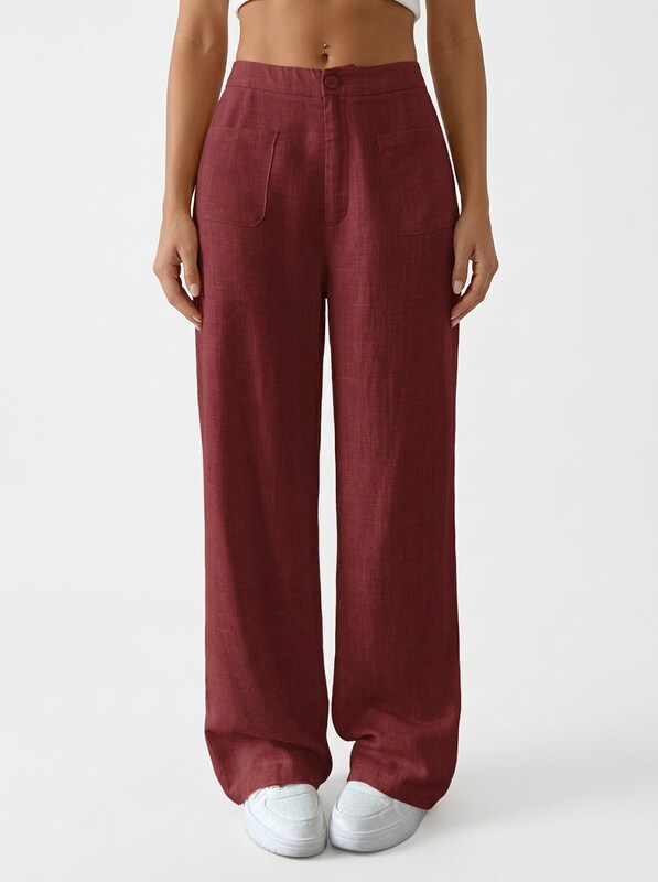 Women's Linen Blend Straight Leg Pants