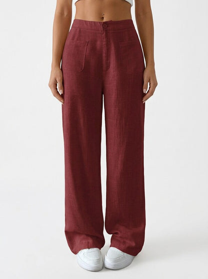 Women's Linen Blend Straight Leg Pants