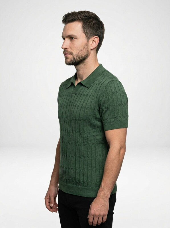 Cotton Knit Polo with Textured Finish