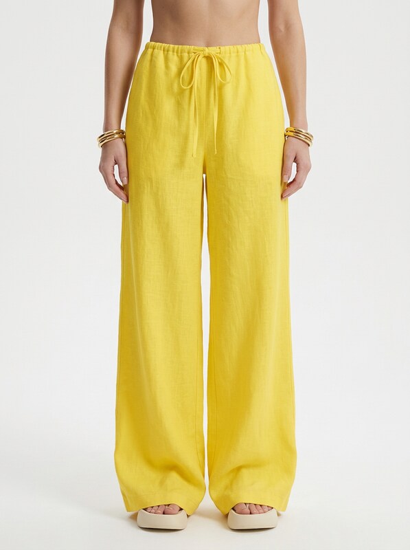 Women's Linen Front Tie Beach Trousers