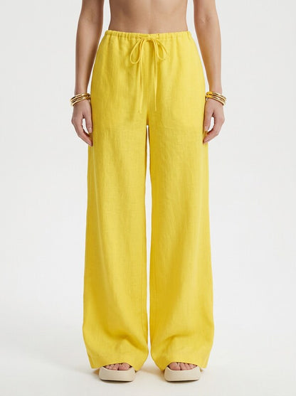 Women's Linen Front Tie Beach Trousers