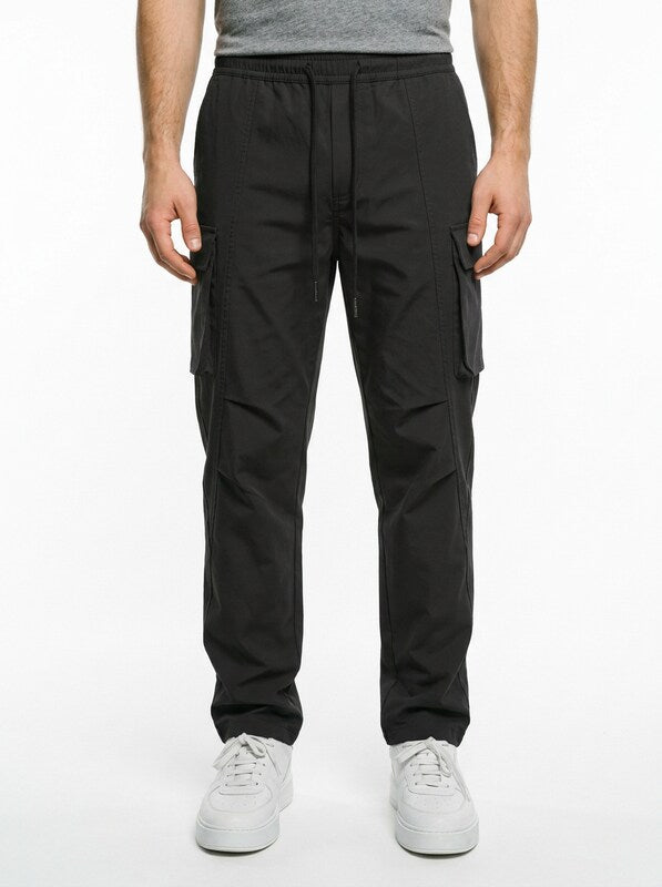 Men’s Cargo Pants with Camo Print and Drawstring Waist