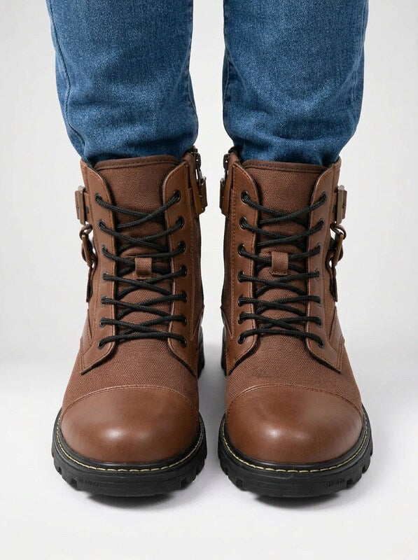 Men’s Combat Boots Mid Top Lace Up