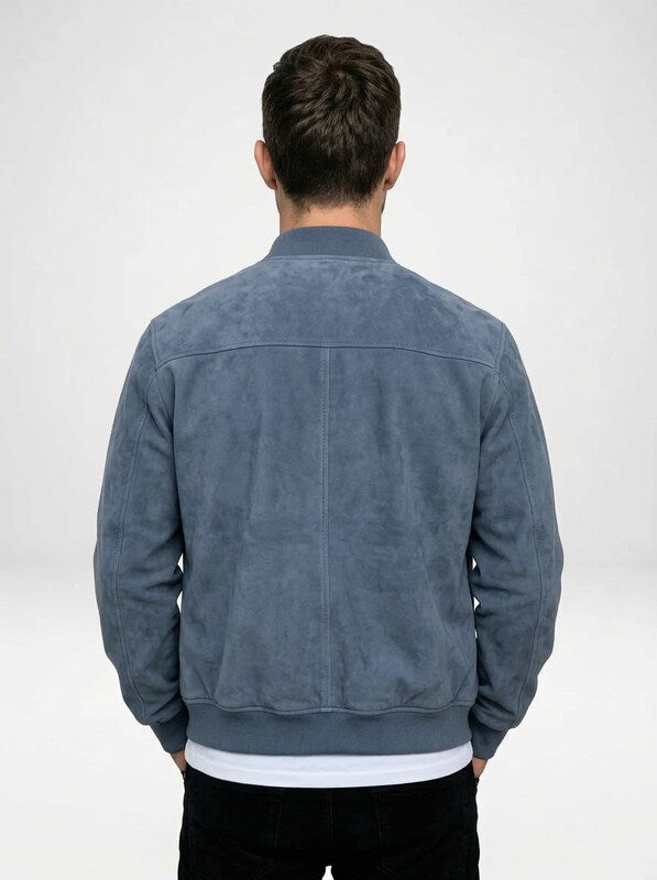 Men’s Suede Zip-Up Bomber Jacket