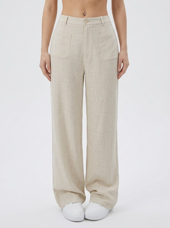 Women's Linen Blend Straight Leg Pants