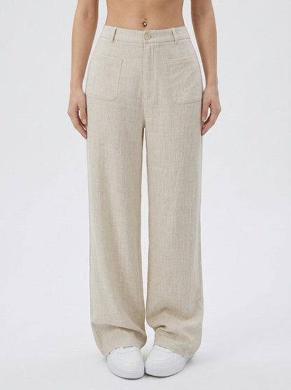 Women's Linen Blend Straight Leg Pants