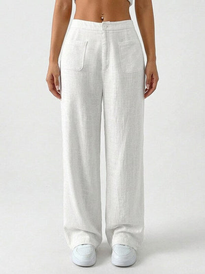 Women's Linen Blend Straight Leg Pants