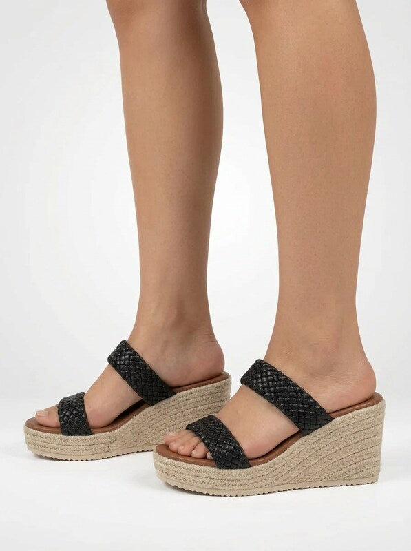 Braided Strap Jute Platform Sandals