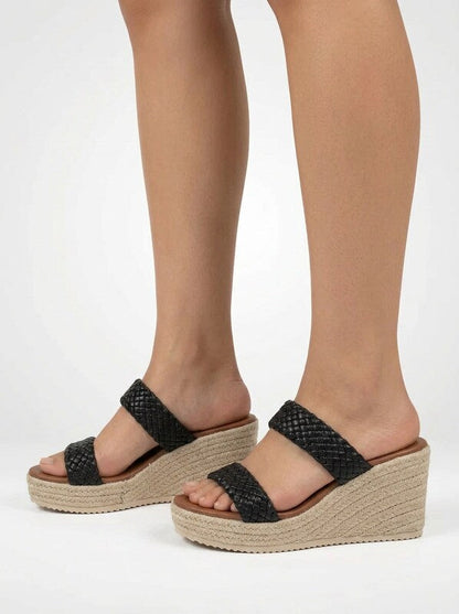 Braided Strap Jute Platform Sandals