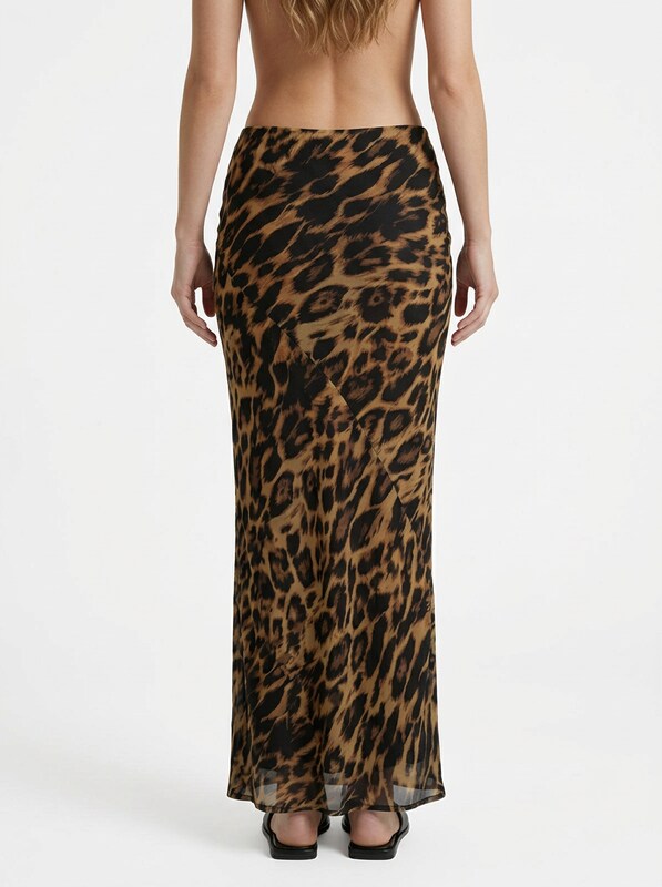 Leopard Print Slim Fit Maxi Skirt