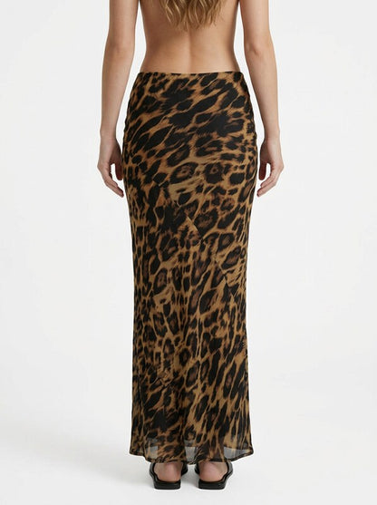 Leopard Print Slim Fit Maxi Skirt