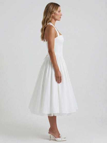 Halter Satin Midi Dress