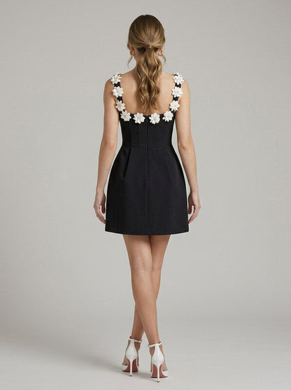 Floral Appliqué Bodycon Mini Dress