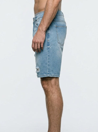Casual Denim Jeans Shorts for Men Distressed Finish