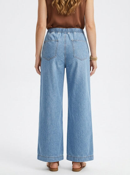 Women's Drawstring Waist Wide Leg Jeans