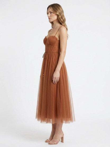 Corset Bodice Chiffon Midi Dress