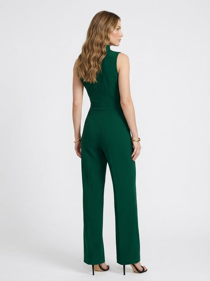 Sleeveless Mock Neck Wide Leg Jumpsuit