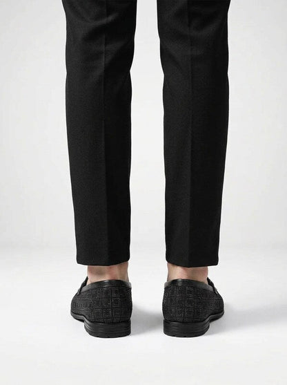 Men’s Chain Detail Slip On Plaid Loafers