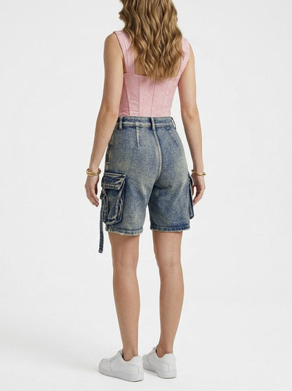 Wide Leg Denim Jeans Bermuda Shorts Women’s Casual Fit