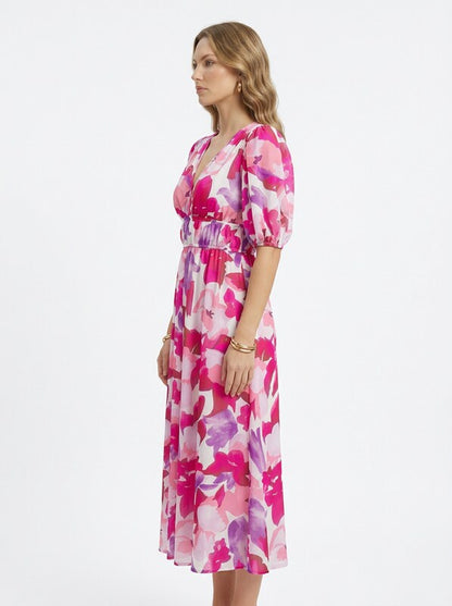 Flowing Summer Midi Dress With Floral Print