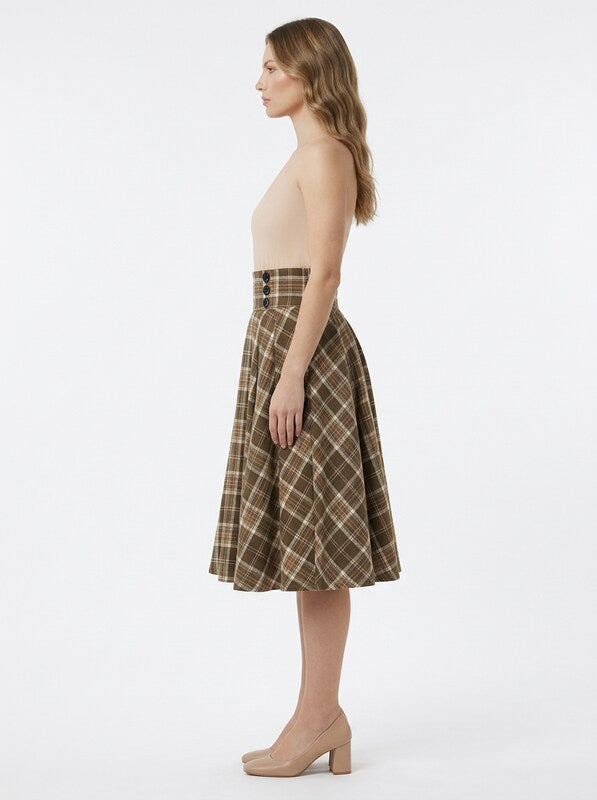 Plaid Midi Skirt A Line Silhouette