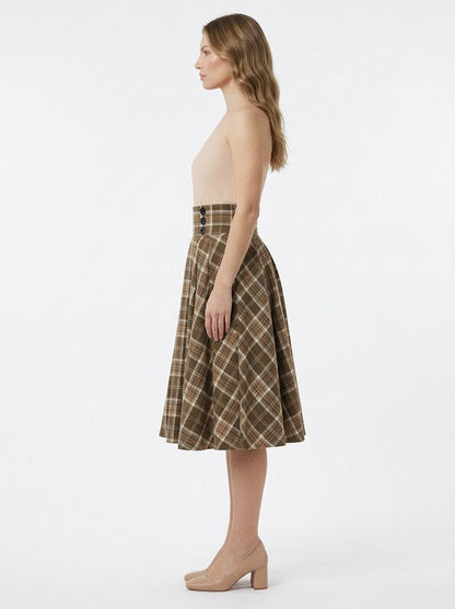 Plaid Midi Skirt A Line Silhouette